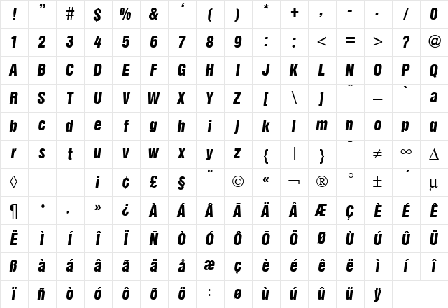 HegelInserat BoldItalic Character Map