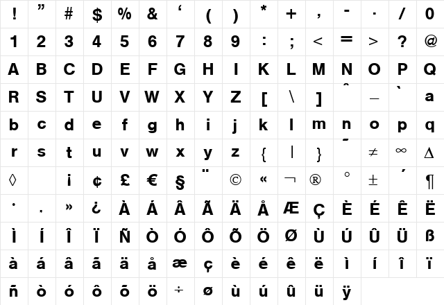 HegelMedium Regular Character Map