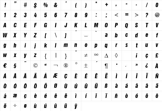 HegelInserat BoldItalic Character Map