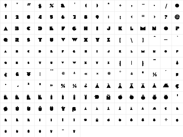 AnimalSilenceText122 Bold Character Map