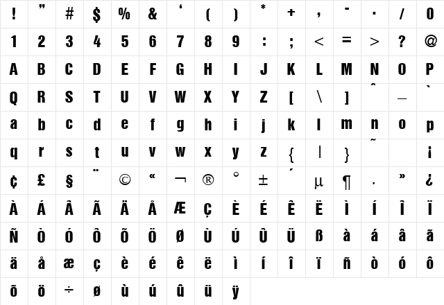 HelbaInseratDB Normal Character Map