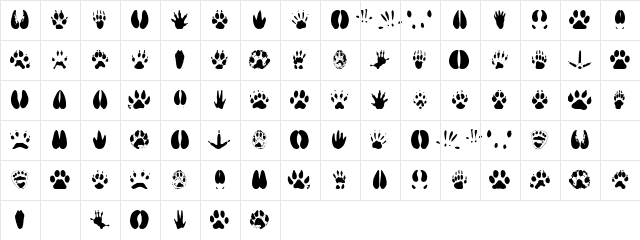 AnimalTracks Regular Character Map