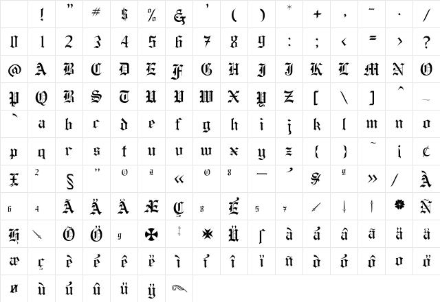 Helena Regular Character Map Helena Regular Character Map