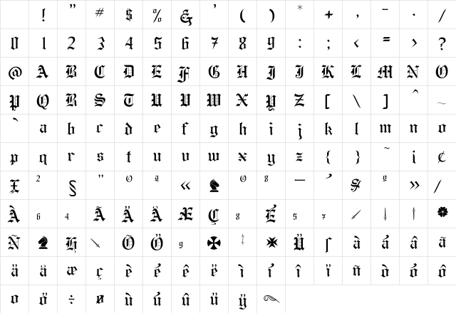 Helena Regular Character Map Helena Regular Character Map