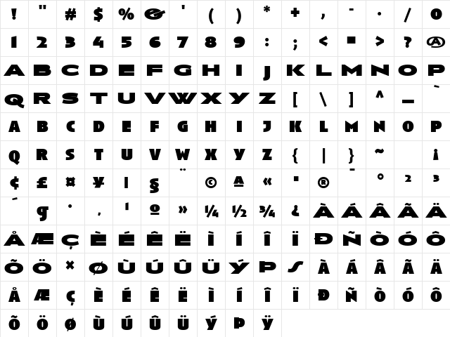 Anisette Black Regular Character Map