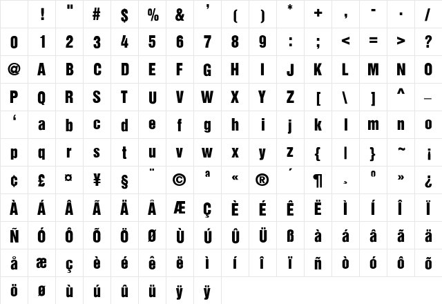 HelveticaInserat-Roman-SemiBold Regular Character Map HelveticaInserat-Roman-SemiBold Regular Character Map