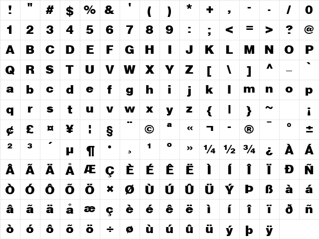 Helvetica Black Regular Character Map Helvetica Black Regular Character Map
