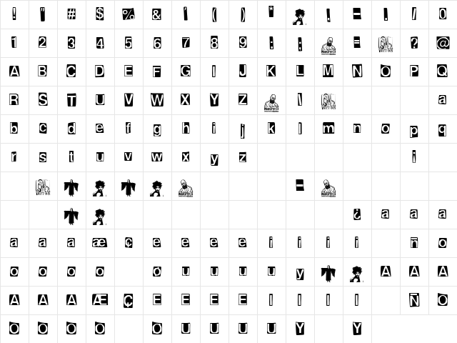Helvetica Punk Regular Character Map