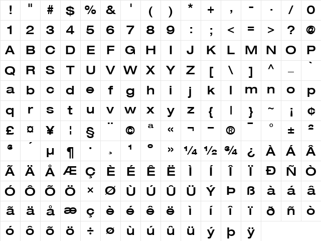 Helvetica63-ExtendedMedium Medium Character Map