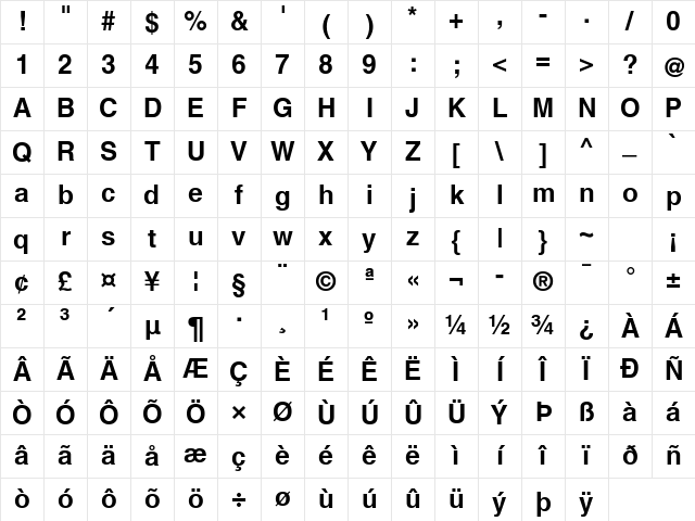 Helvetica World Bold Character Map Helvetica World Bold Character Map