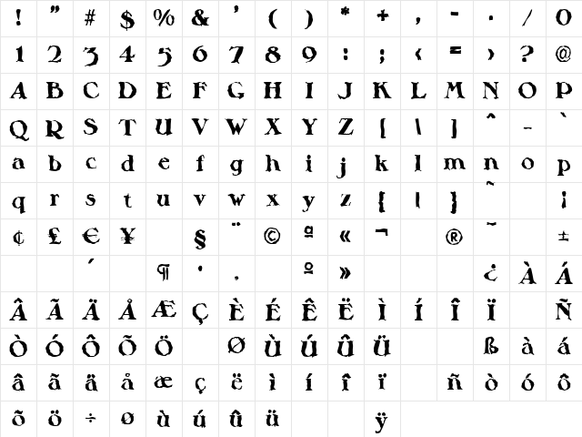 HenryBeckerRandom-ExtraBold Regular Character Map