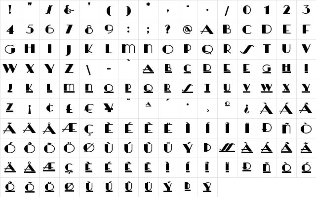 HeraldSquare Regular Character Map HeraldSquare Regular Character Map