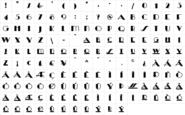 HeraldSquare Regular Character Map HeraldSquare Regular Character Map