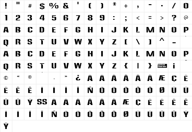 Anklepants Regular Character Map