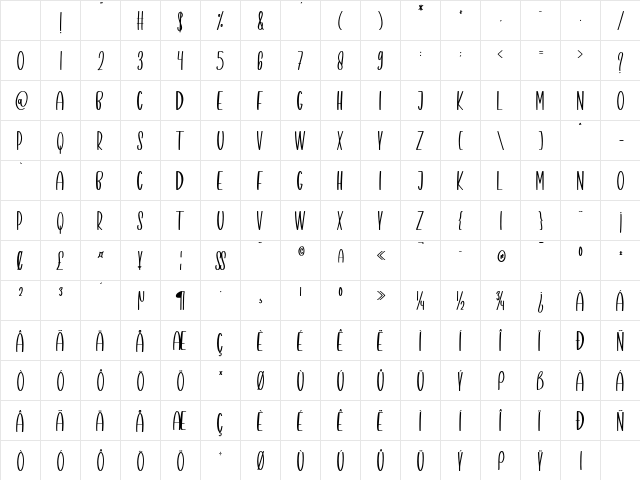 HERE COMES THE SUN Regular Character Map HERE COMES THE SUN Regular Character Map