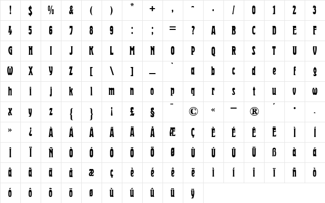 Herold Reklameschrift Regular Character Map