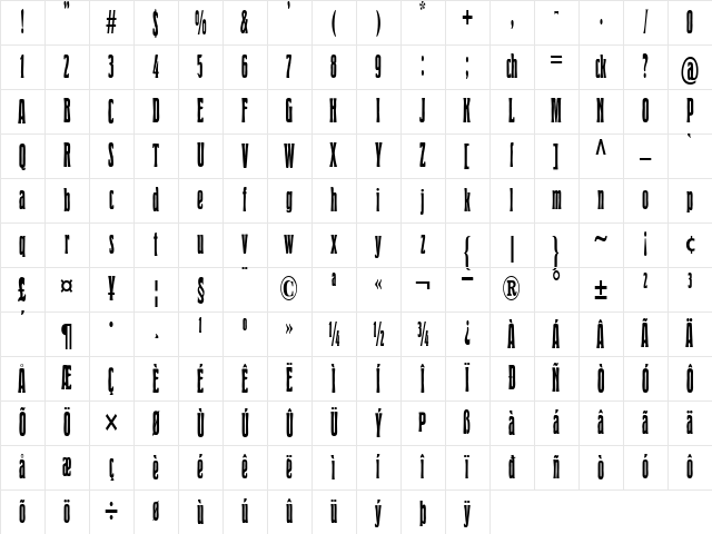 Herold Regular Character Map