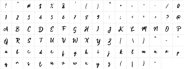 h Handal Jaya Regular Character Map