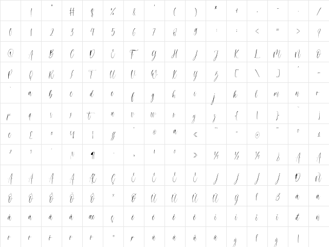 higheals Regular Character Map higheals Regular Character Map