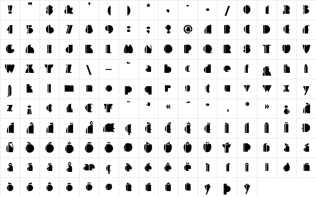 HighFive Regular Character Map HighFive Regular Character Map