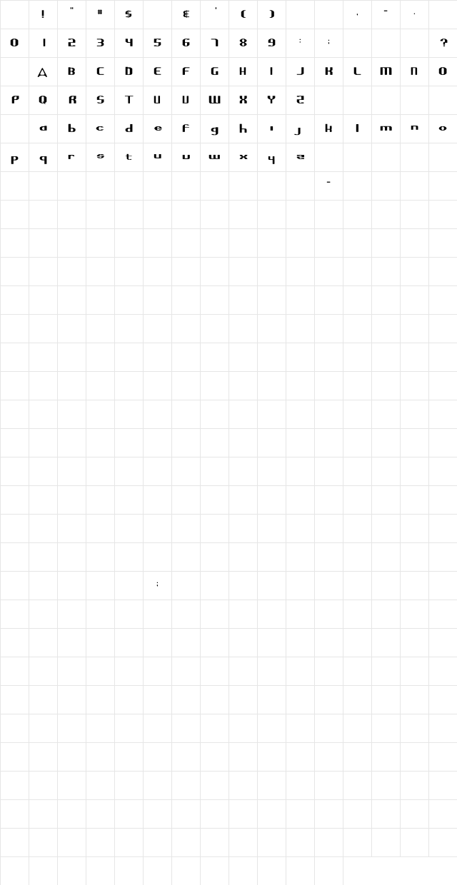NewWGL4Font Regular Character Map NewWGL4Font Regular Character Map