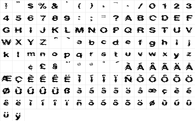 HighVoltageExtended Regular Character Map HighVoltageExtended Regular Character Map