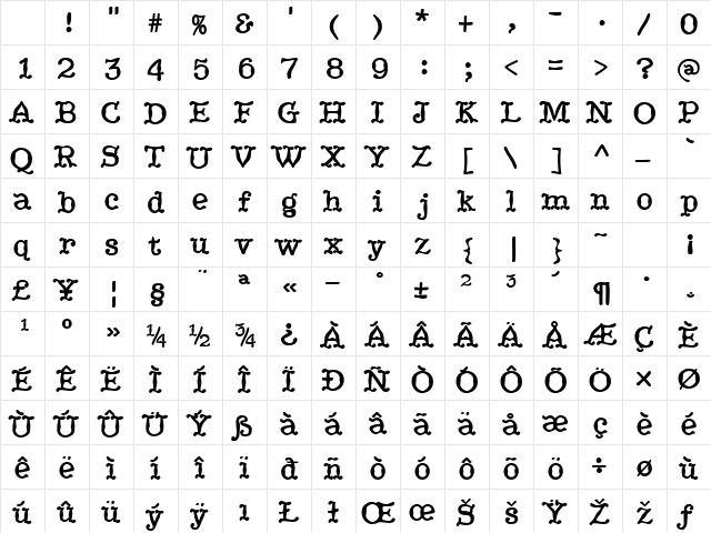 HippityDippity Bold Character Map HippityDippity Bold Character Map