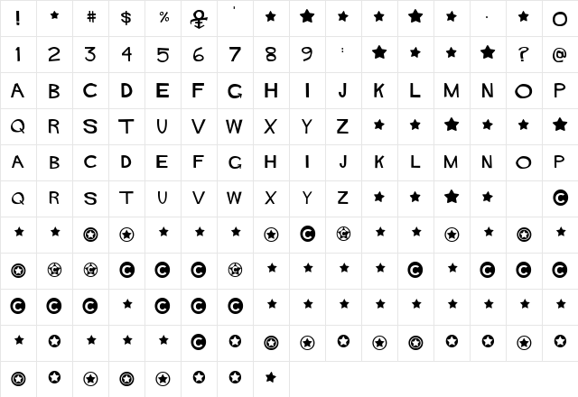 Hitchcock Regular Character Map