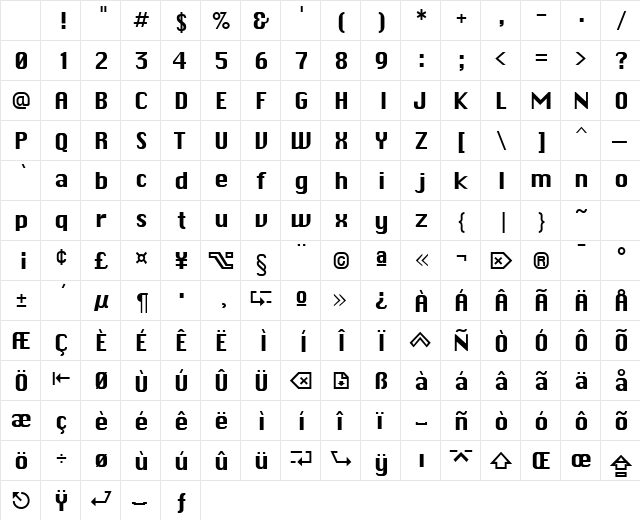 MacEnvy DB Regular Character Map MacEnvy DB Regular Character Map