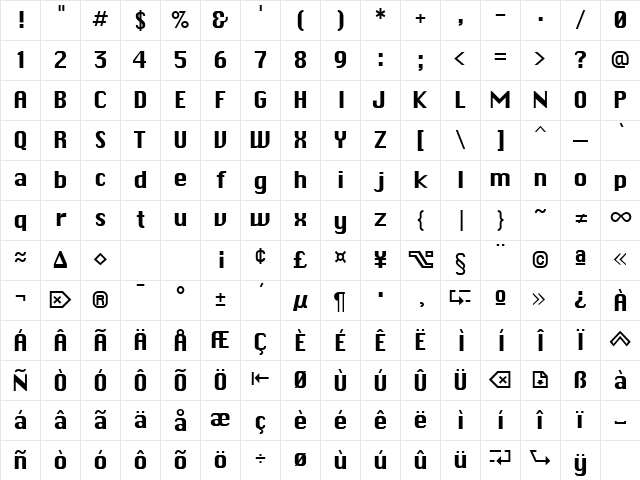 MacEnvy Regular Character Map MacEnvy Regular Character Map