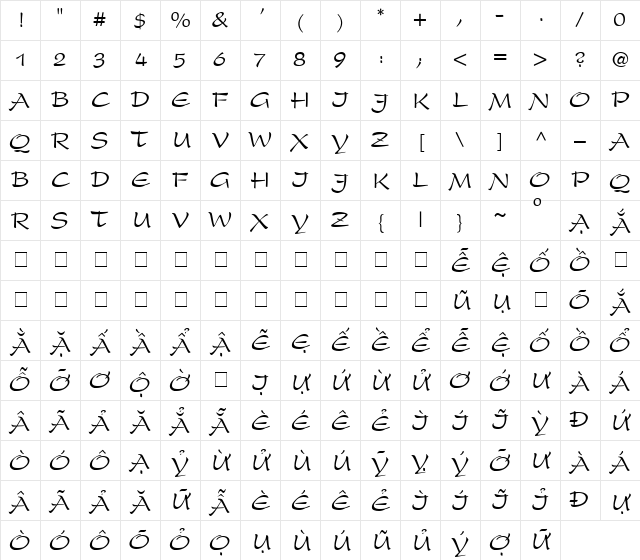 HoangYenH 1.1 Regular Character Map
