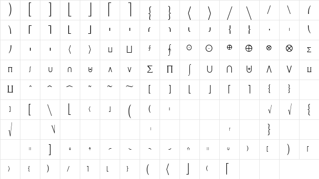 MachadoMathExtensionSSK Regular Character Map