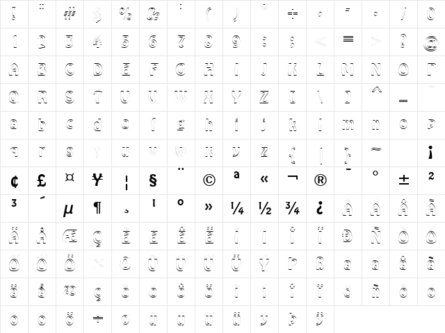 Hobo-HU Normal A Character Map