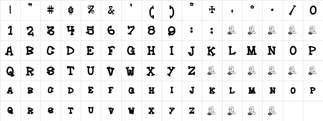 Hoedown Regular Character Map