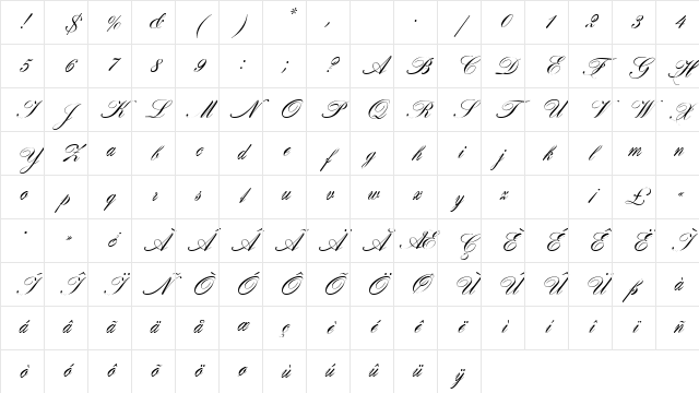 Hogarth Script EF Regular Character Map