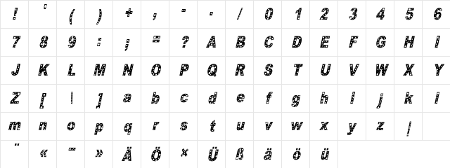 HOLE 2 cursive Character Map HOLE 2 cursive Character Map