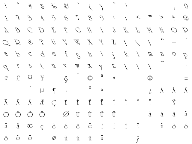 Machine Gun 1 Regular Character Map