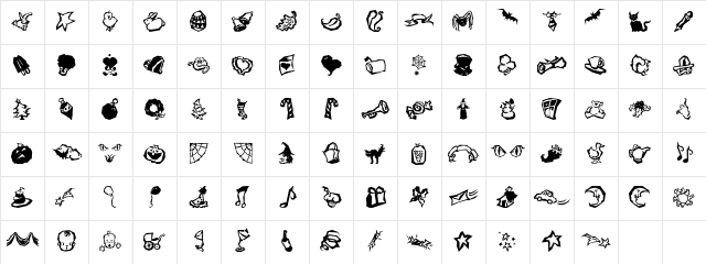 Holiday Mix ICG Regular Character Map Holiday Mix ICG Regular Character Map
