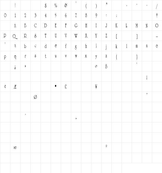 Machine Gun 2 Regular Character Map