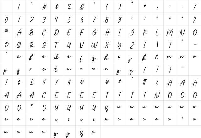 Holiday Regular Character Map Holiday Regular Character Map