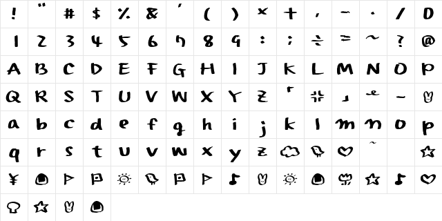 HolidayBold Regular Character Map