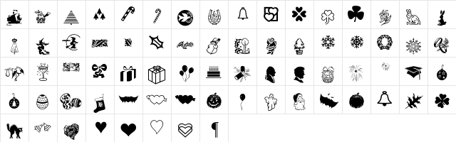 Holidays Regular Character Map