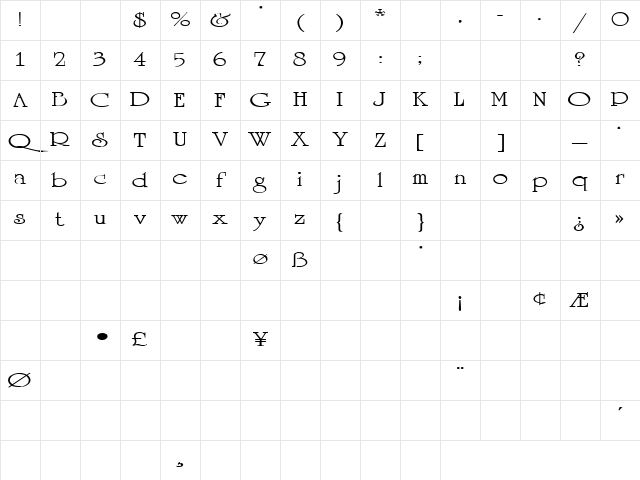 Machine Gun 8 Regular Character Map