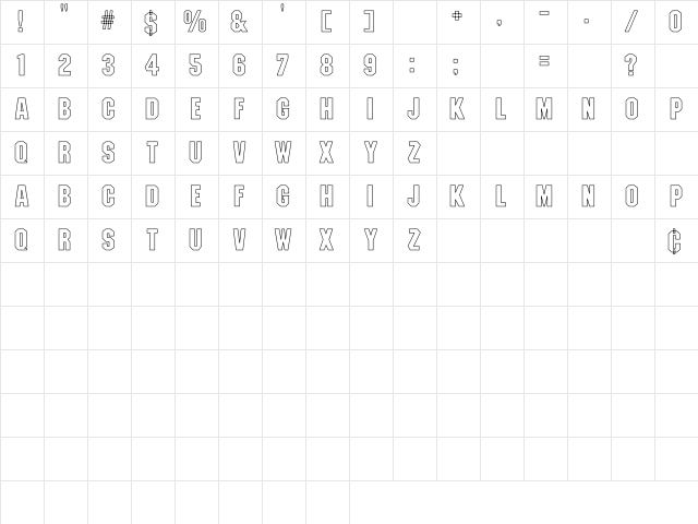 MachiavelliBld Hollow Regular Character Map