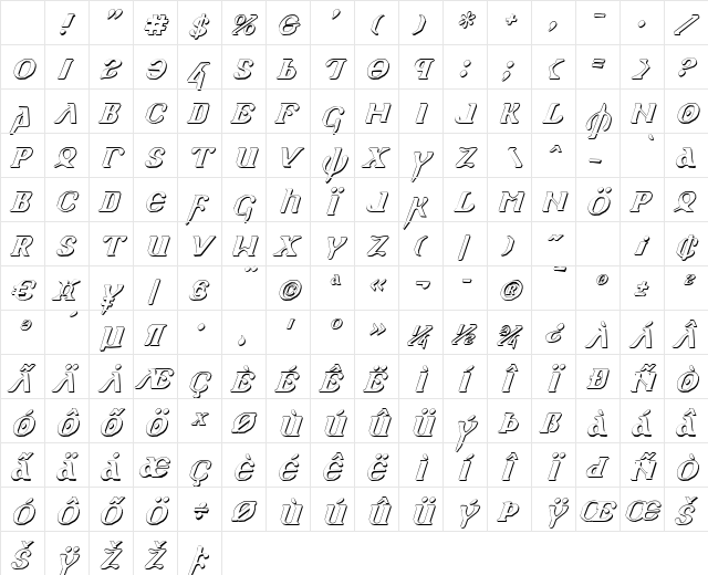 Holy Empire Shadow Italic Shadow Italic Character Map Holy Empire Shadow Italic Shadow Italic Character Map