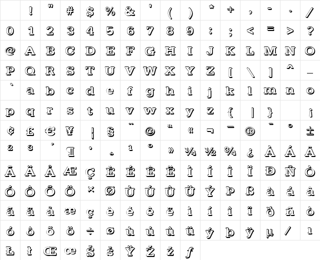 AstridBeckerShadowE-Medium Normal Character Map AstridBeckerShadowE-Medium Normal Character Map