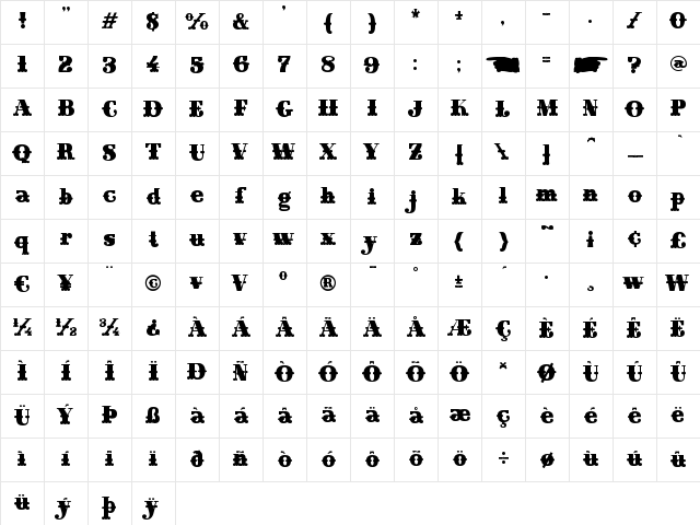 Home Style Fill Regular Character Map