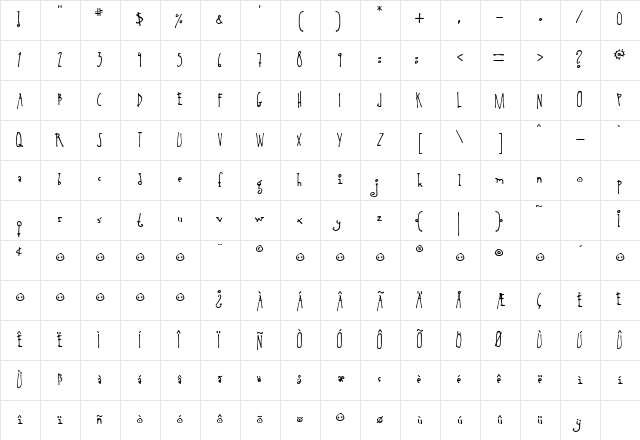 AnotherHandFont Regular Character Map