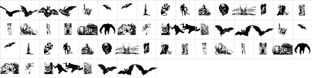 Horror Dingbats Regular Character Map