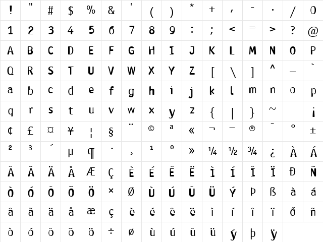 Antaviana Bold Character Map